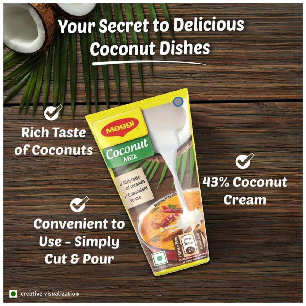 MAGGI Liquid Coconut Milk - Adds Creaminess & Flavour To Gravies, 180 ml Tetra Pack-6.webp